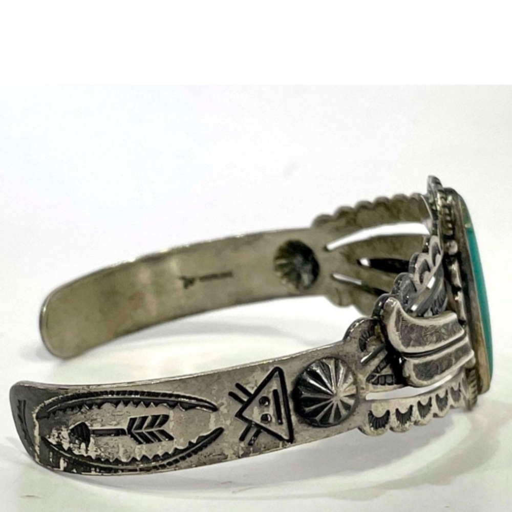 Authentic Indigenous Designed Sterling Stone Cuff - image 7